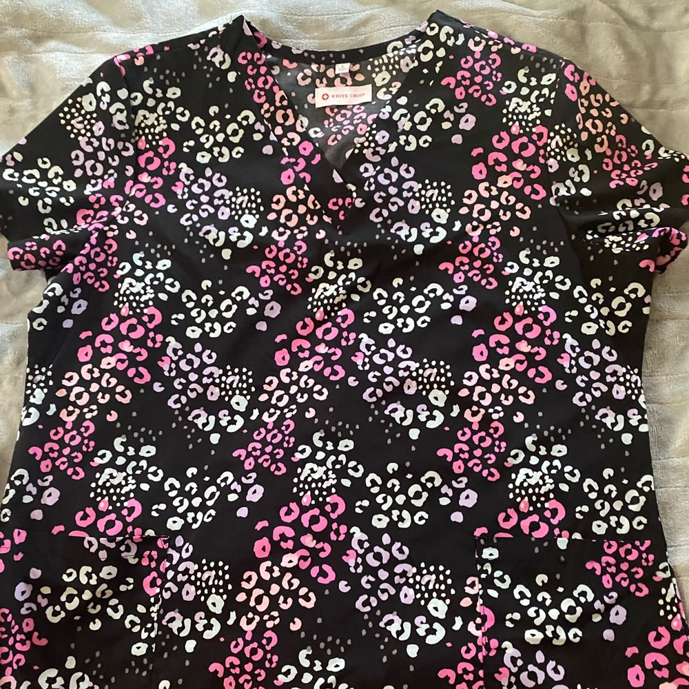 Large White Cross Scrub Top